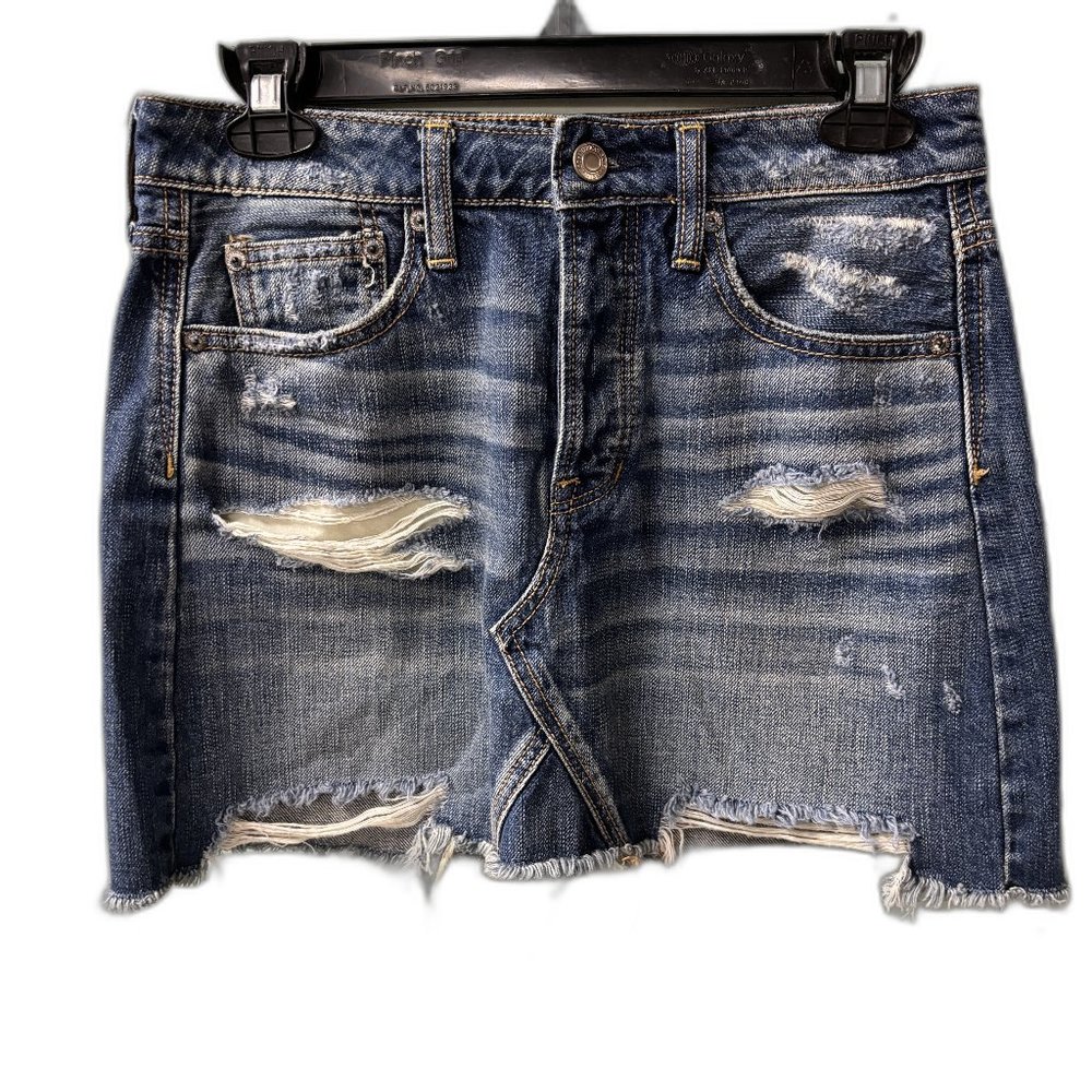 American Eagle Hi-Rise Festival Mini Jean Skirt‎ Distressed Size 2